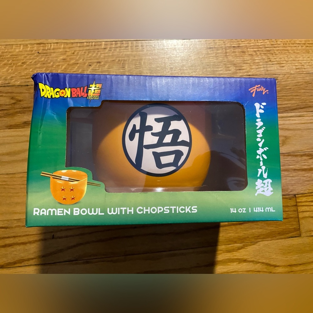 Dragon Ball Super Ramen Bowl With Chopsticks - Goku Kanji - 14 oz - New!